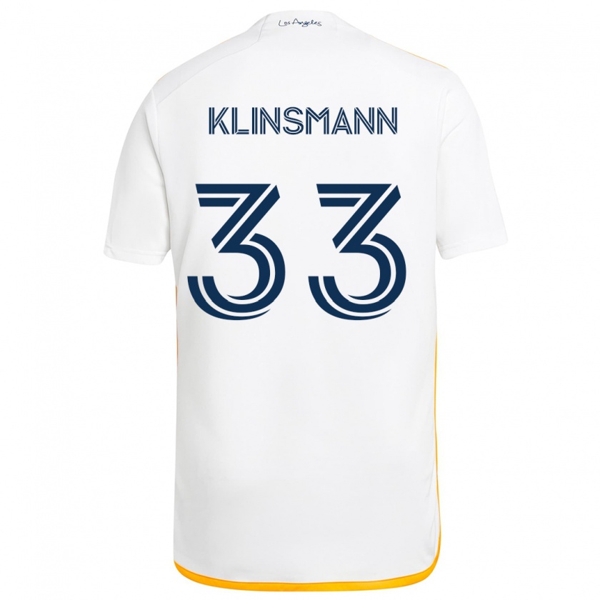 Kandiny Hombre Camiseta Jonathan Klinsmann #33 Blanco Amarillo 1ª Equipación 2024/25 La Camisa México