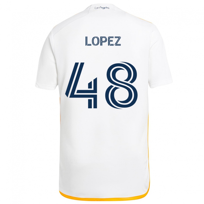 Kandiny Hombre Camiseta Diego López #48 Blanco Amarillo 1ª Equipación 2024/25 La Camisa