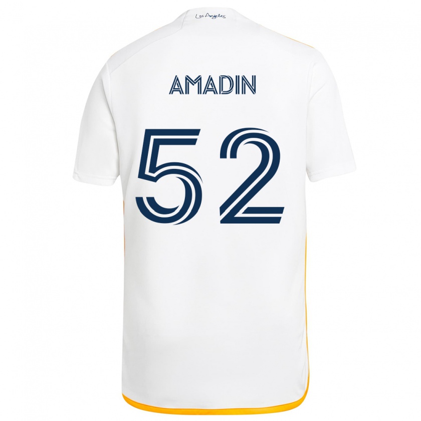 Kandiny Uomo Maglia Elijah Amadin #52 Bianco Giallo Kit Gara Home 2024/25 Maglietta