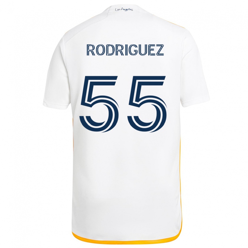 Kandiny Hombre Camiseta Diego Rodriguez #55 Blanco Amarillo 1ª Equipación 2024/25 La Camisa