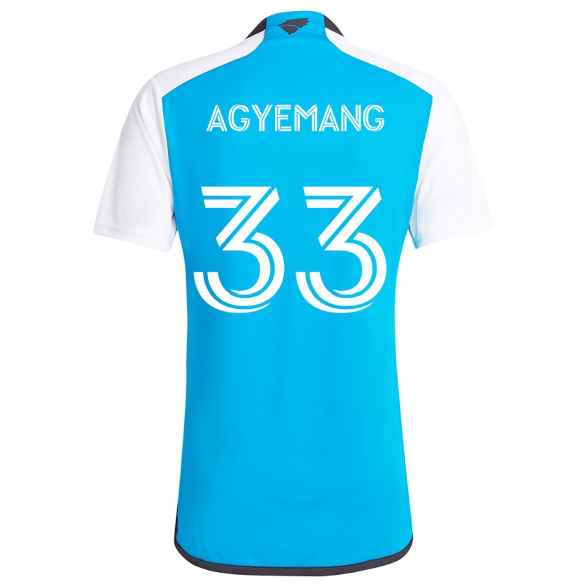 Kandiny Hombre Camiseta Patrick Agyemang #33 Azul Blanco 1ª Equipación 2024/25 La Camisa