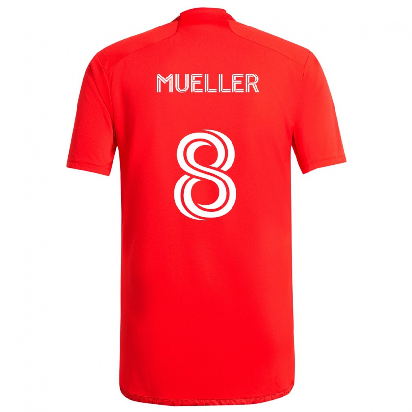 Kandiny Homem Camisola Chris Mueller #8 Vermelho Branco Principal 2024/25 Camisa Brasil