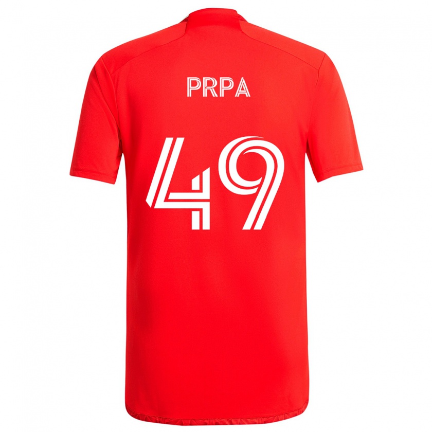 Kandiny Heren Luka Prpa #49 Rood Wit Thuisshirt Thuistenue 2024/25 T-Shirt