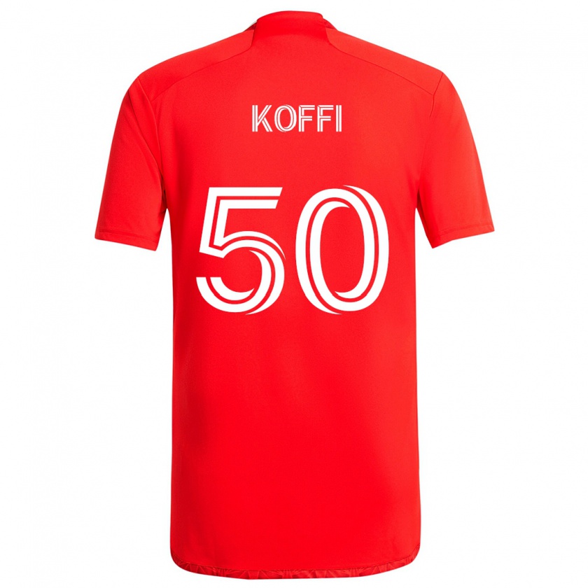 Kandiny Uomo Maglia Christian Koffi #50 Rosso Bianco Kit Gara Home 2024/25 Maglietta