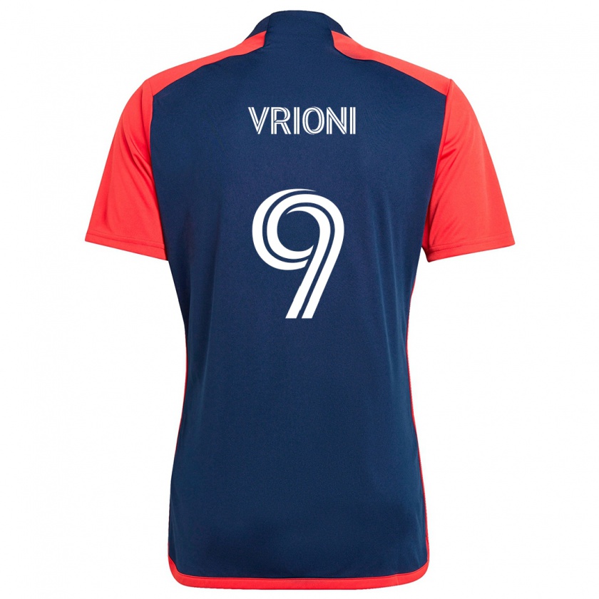 Kandiny Heren Giacomo Vrioni #9 Blauw Rood Thuisshirt Thuistenue 2024/25 T-Shirt België