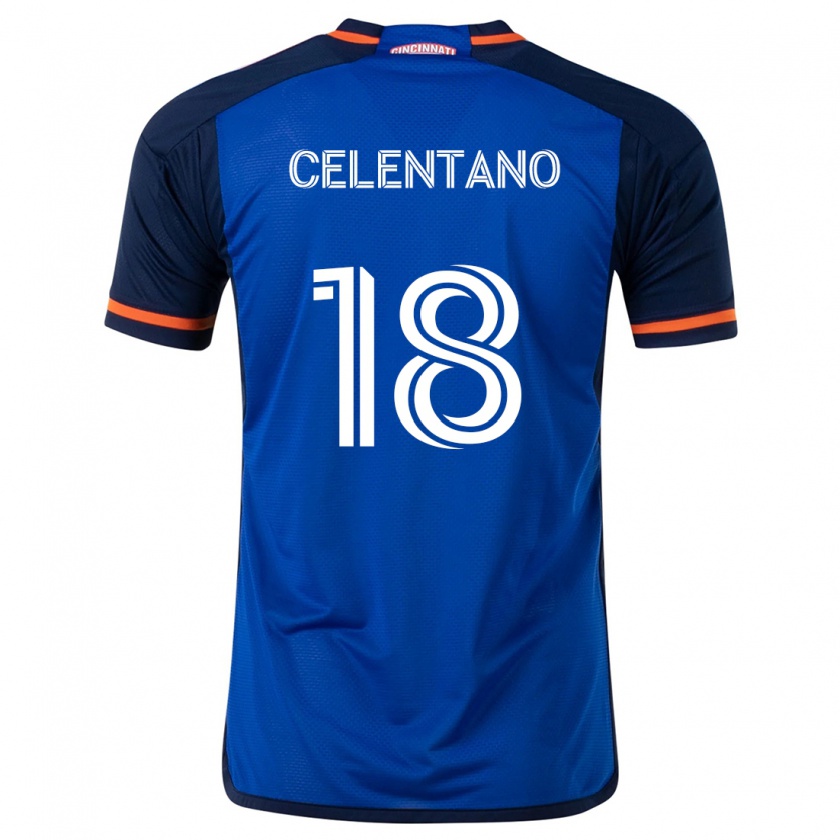 Kandiny Hombre Camiseta Roman Celentano #18 Azul Blanco 1ª Equipación 2024/25 La Camisa