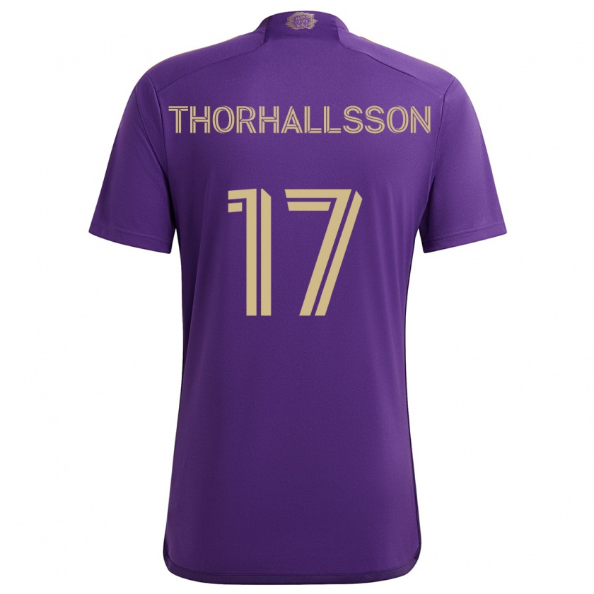 Kandiny Heren Dagur Dan Thórhallsson #17 Paars Geel Thuisshirt Thuistenue 2024/25 T-Shirt België