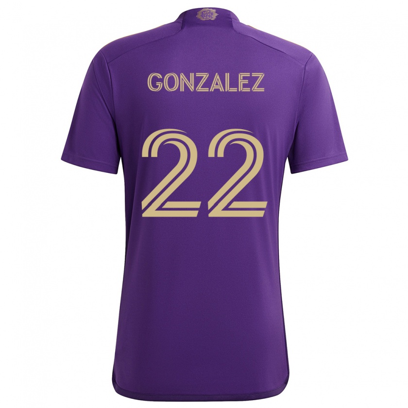 Kandiny Heren Gastón González #22 Paars Geel Thuisshirt Thuistenue 2024/25 T-Shirt