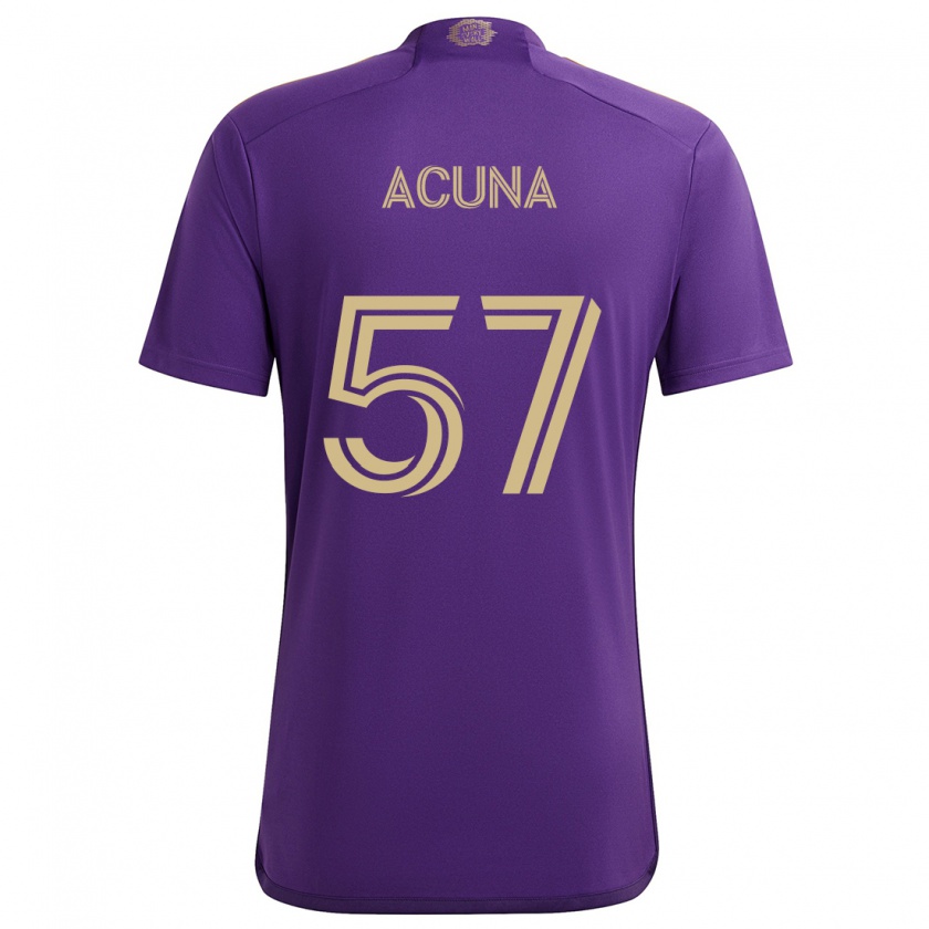 Kandiny Heren Cristofer Acuña #57 Paars Geel Thuisshirt Thuistenue 2024/25 T-Shirt België