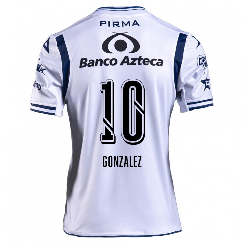 Kandiny Hombre Camiseta Jair González #10 Blanco Azul Marino 1ª Equipación 2024/25 La Camisa