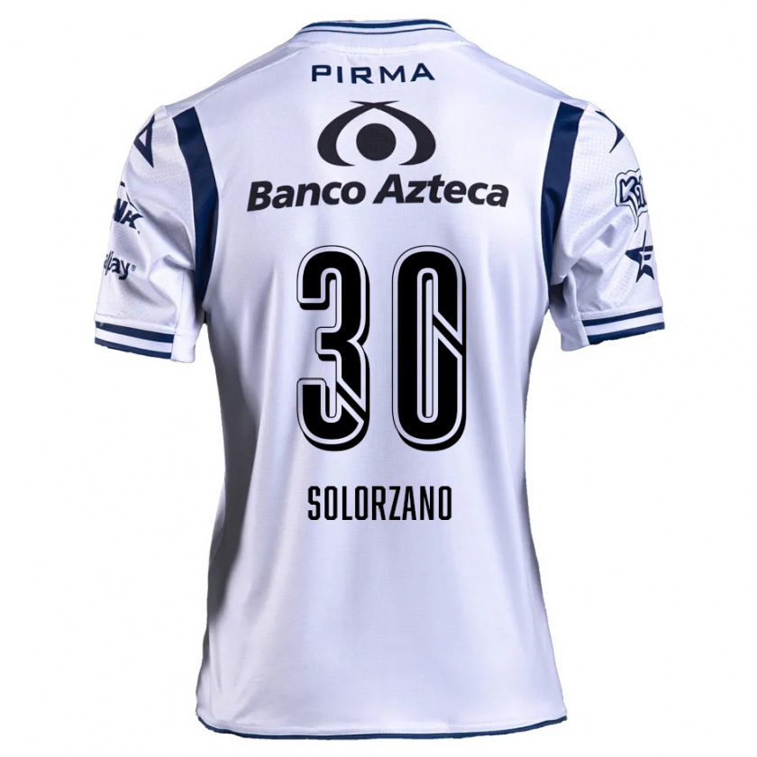 Kandiny Hombre Camiseta Aisha Solórzano #30 Blanco Azul Marino 1ª Equipación 2024/25 La Camisa