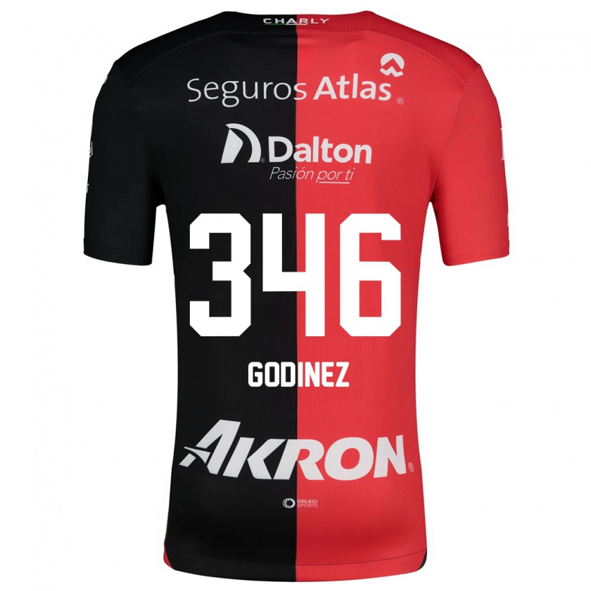 Kandiny Hombre Camiseta Olmo Godínez #346 Negro Rojo 1ª Equipación 2024/25 La Camisa