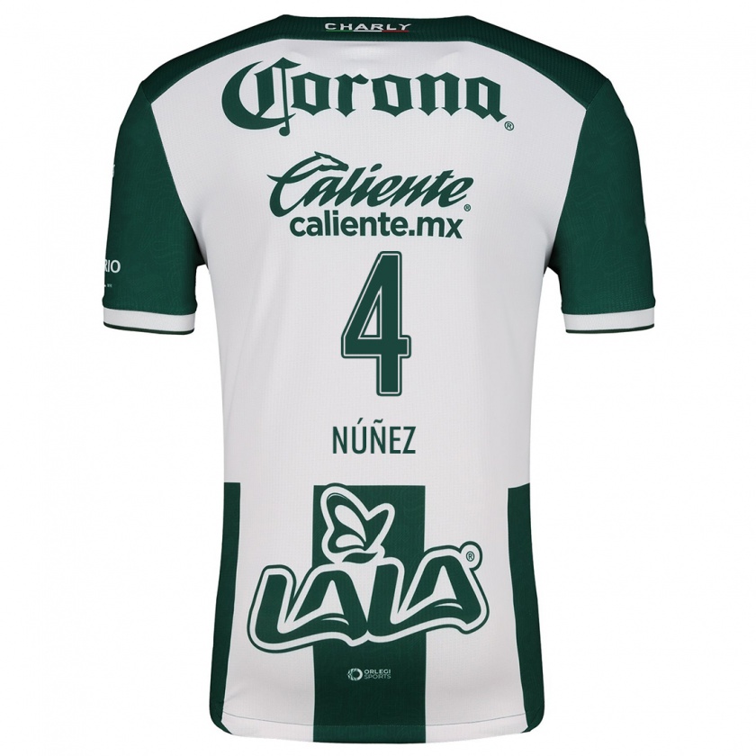 Kandiny Uomo Maglia Santiago Núñez #4 Verde Bianco Kit Gara Home 2024/25 Maglietta