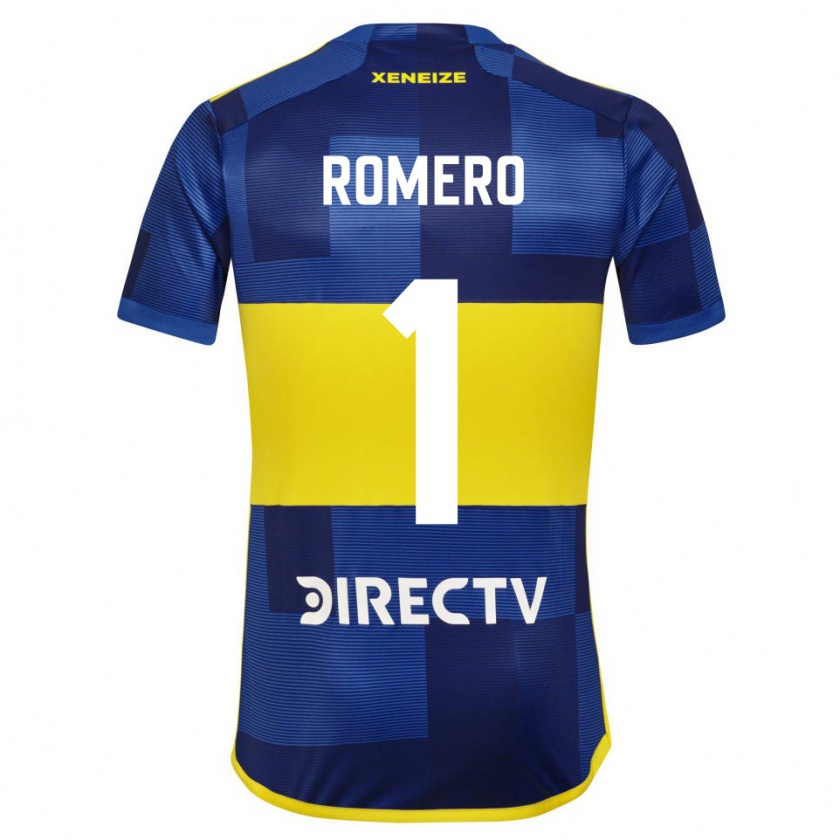 Kandiny Hombre Camiseta Sergio Romero #1 Azul Amarillo 1ª Equipación 2024/25 La Camisa México