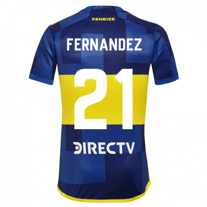 Kandiny Hombre Camiseta Ezequiel Fernández #21 Azul Amarillo 1ª Equipación 2024/25 La Camisa México