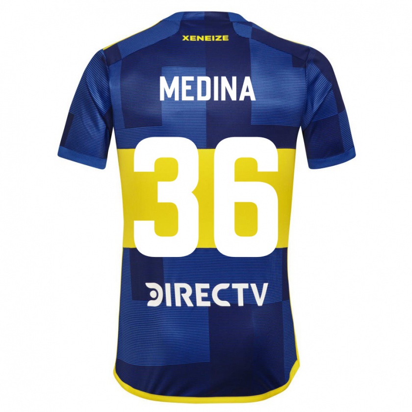 Kandiny Hombre Camiseta Cristian Medina #36 Azul Amarillo 1ª Equipación 2024/25 La Camisa México