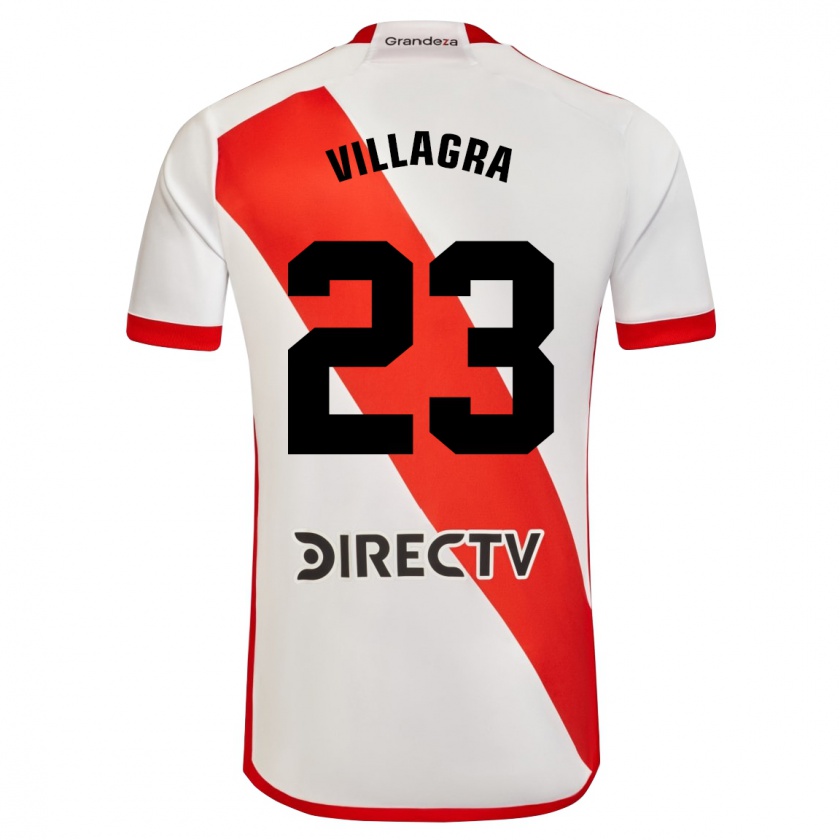 Kandiny Heren Rodrigo Villagra #23 Wit Rood Thuisshirt Thuistenue 2024/25 T-Shirt België