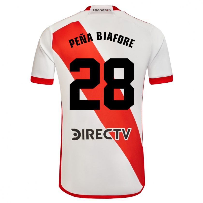 Kandiny Heren Felipe Peña Biafore #28 Wit Rood Thuisshirt Thuistenue 2024/25 T-Shirt