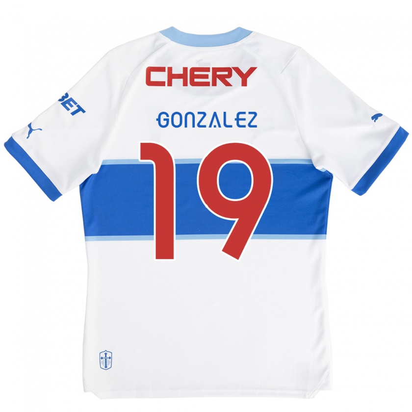 Kandiny Hombre Camiseta Bryan González #19 Blanco Azul 1ª Equipación 2024/25 La Camisa