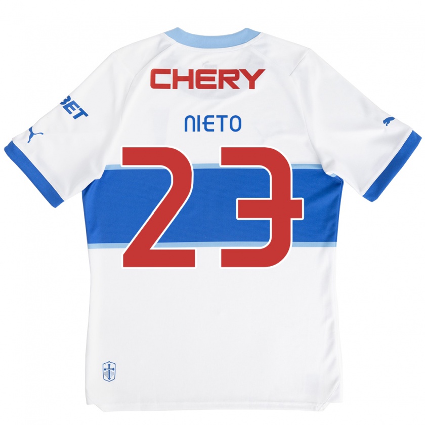 Kandiny Uomo Maglia Byron Nieto #23 Bianco Blu Kit Gara Home 2024/25 Maglietta