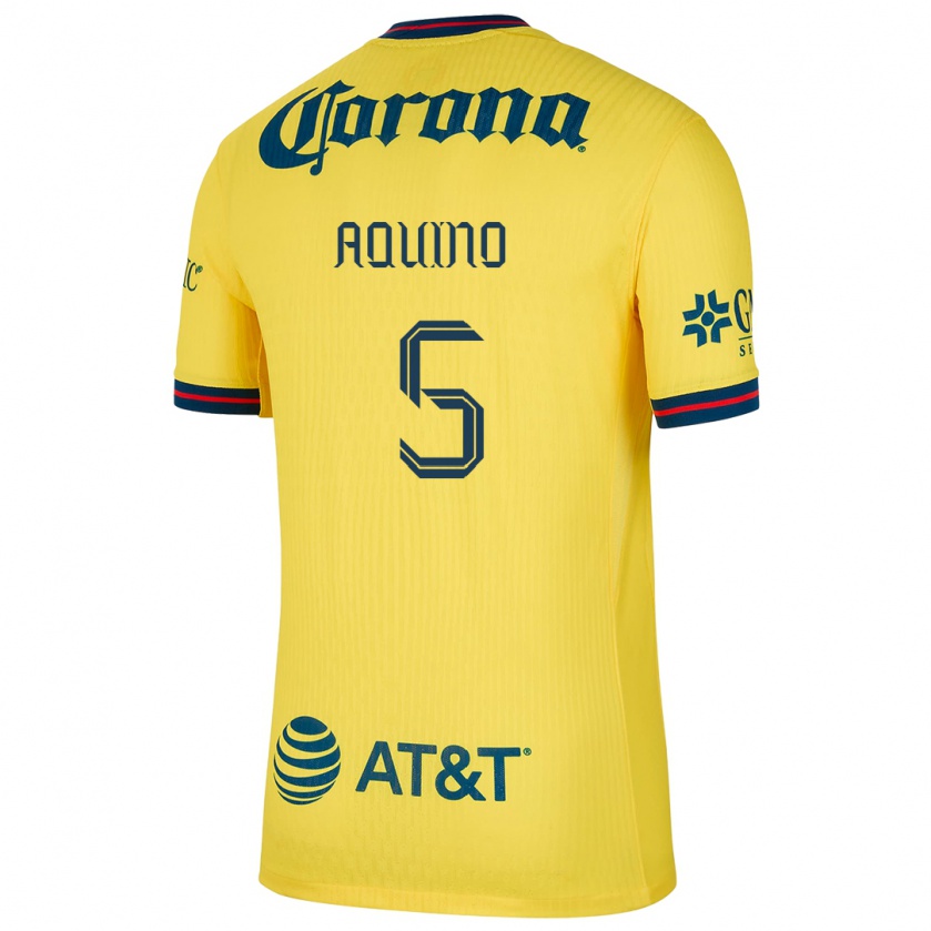 Kandiny Uomo Maglia Pedro Aquino #5 Giallo Blu Kit Gara Home 2024/25 Maglietta