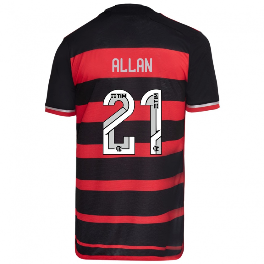 Kandiny Uomo Maglia Allan #21 Rosso Nero Kit Gara Home 2024/25 Maglietta