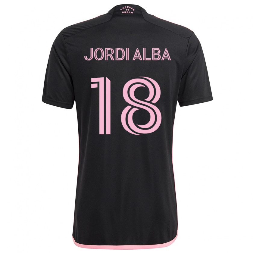 Kandiny Heren Jordi Alba #18 Zwart Uitshirt Uittenue 2024/25 T-Shirt