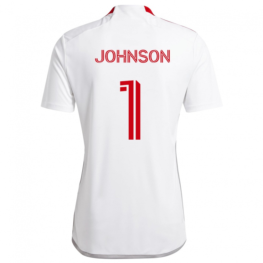 Kandiny Uomo Maglia Sean Johnson #1 Bianco Rosso Kit Gara Away 2024/25 Maglietta