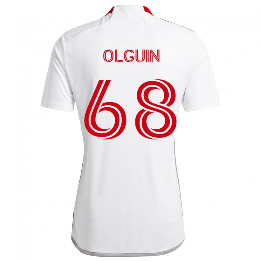 Kandiny Uomo Maglia Lucas Olguin #68 Bianco Rosso Kit Gara Away 2024/25 Maglietta