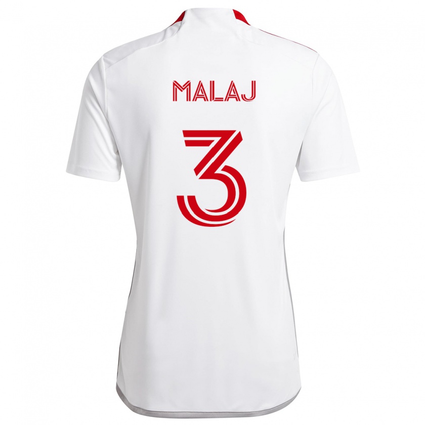 Kandiny Uomo Maglia Albert Malaj #3 Bianco Rosso Kit Gara Away 2024/25 Maglietta