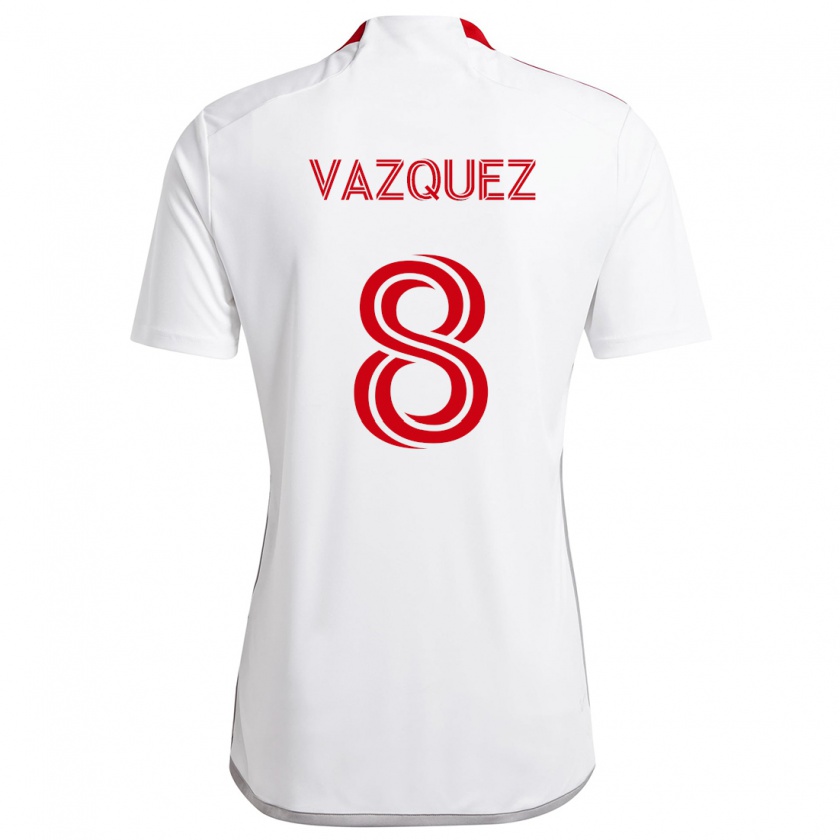 Kandiny Heren Víctor Vázquez #8 Wit Rood Uitshirt Uittenue 2024/25 T-Shirt België