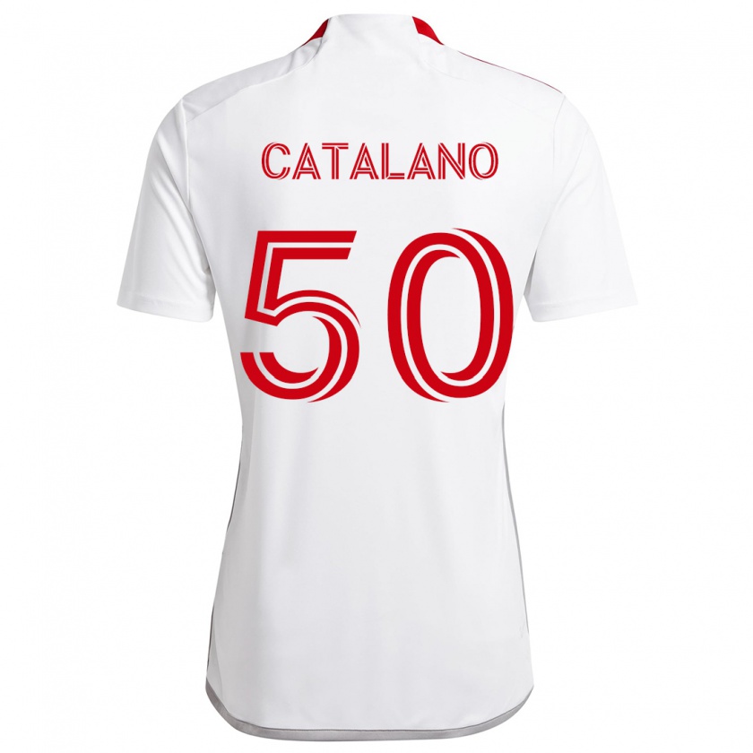 Kandiny Heren Gianluca Catalano #50 Wit Rood Uitshirt Uittenue 2024/25 T-Shirt België