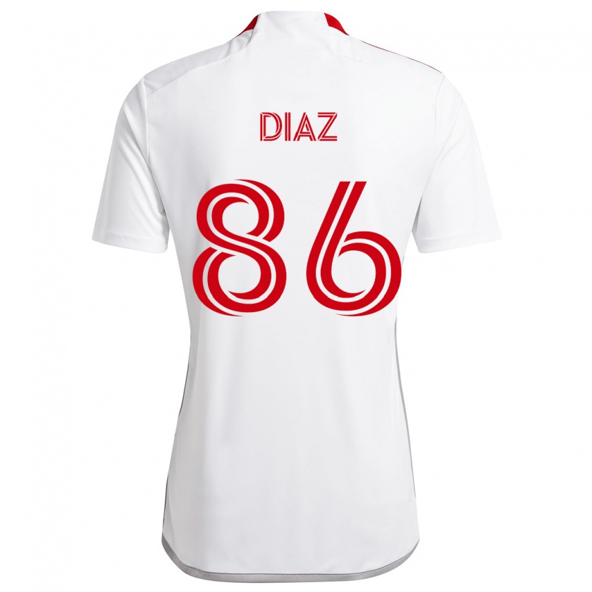 Kandiny Heren Alec Díaz #86 Wit Rood Uitshirt Uittenue 2024/25 T-Shirt