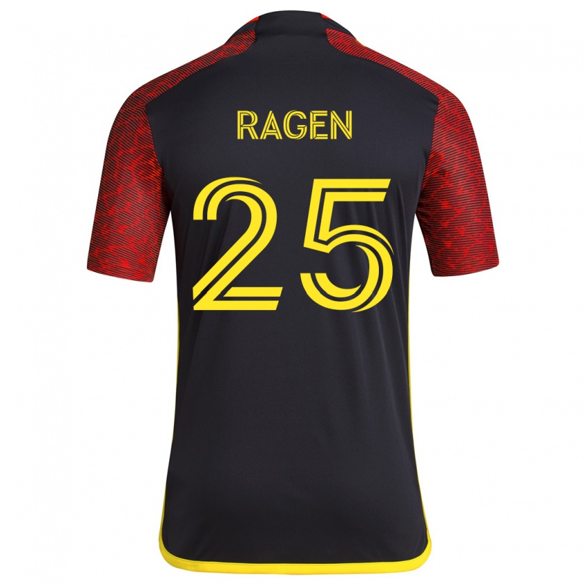 Kandiny Heren Jackson Ragen #25 Rood Zwart Uitshirt Uittenue 2024/25 T-Shirt