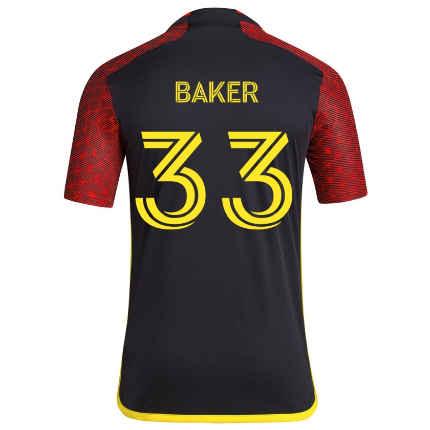 Kandiny Hombre Camiseta Cody Baker #33 Negro Rojo 2ª Equipación 2024/25 La Camisa