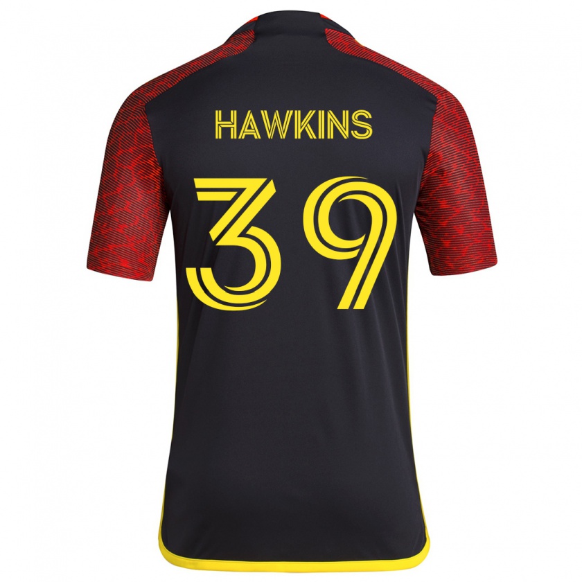 Kandiny Heren Stuart Hawkins #39 Rood Zwart Uitshirt Uittenue 2024/25 T-Shirt