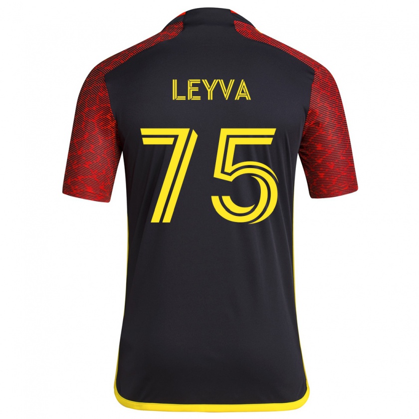 Kandiny Uomo Maglia Danny Leyva #75 Rosso Nero Kit Gara Away 2024/25 Maglietta