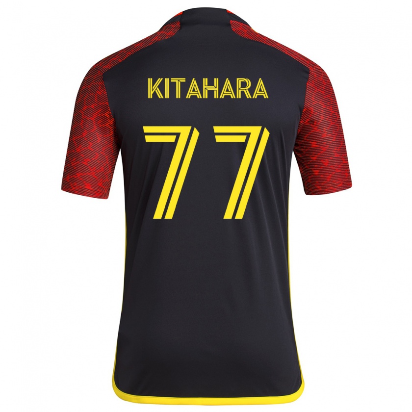 Kandiny Hombre Camiseta Sota Kitahara #77 Negro Rojo 2ª Equipación 2024/25 La Camisa