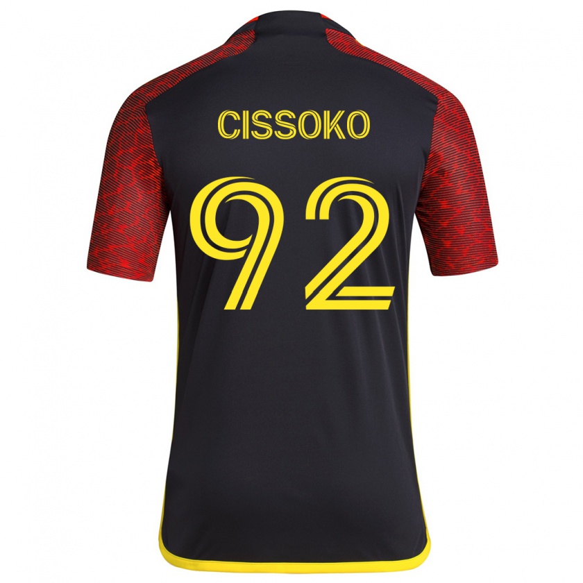 Kandiny Hombre Camiseta Abdoulaye Cissoko #92 Negro Rojo 2ª Equipación 2024/25 La Camisa