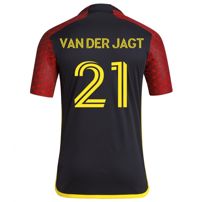 Kandiny Uomo Maglia Olivia Van Der Jagt #21 Rosso Nero Kit Gara Away 2024/25 Maglietta