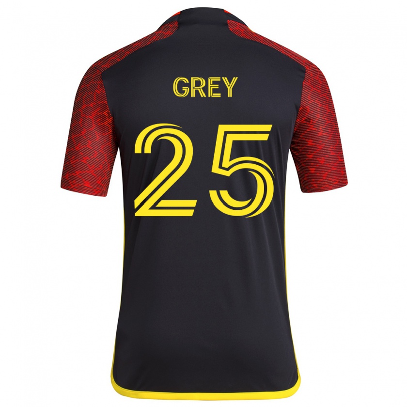 Kandiny Uomo Maglia Mireya Grey #25 Rosso Nero Kit Gara Away 2024/25 Maglietta