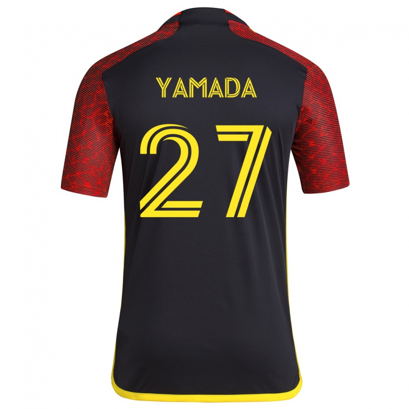 Kandiny Uomo Maglia Hikari Yamada #27 Rosso Nero Kit Gara Away 2024/25 Maglietta