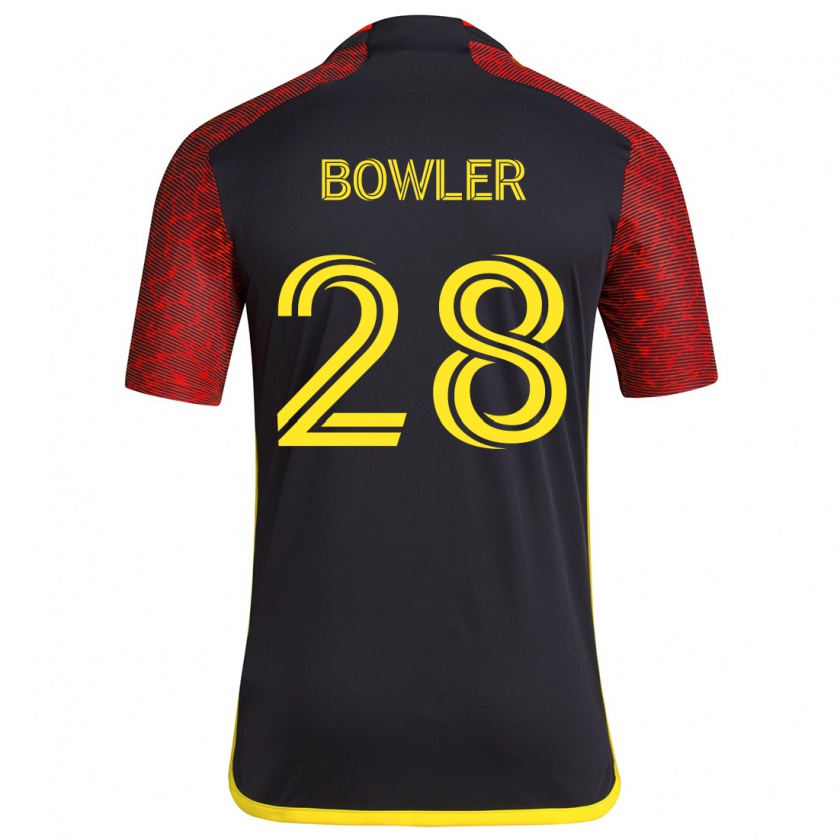 Kandiny Hombre Camiseta Rachel Bowler #28 Negro Rojo 2ª Equipación 2024/25 La Camisa