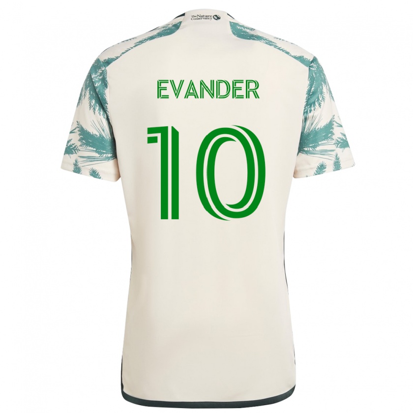 Kandiny Hombre Camiseta Evander #10 Beige Marrón 2ª Equipación 2024/25 La Camisa