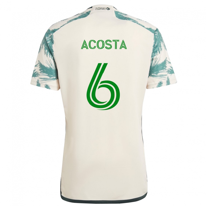 Kandiny Heren Bryan Acosta #6 Beigebruin Uitshirt Uittenue 2024/25 T-Shirt