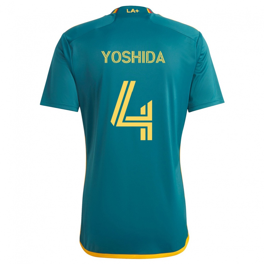 Kandiny Hombre Camiseta Maya Yoshida #4 Verde Amarillo 2ª Equipación 2024/25 La Camisa México