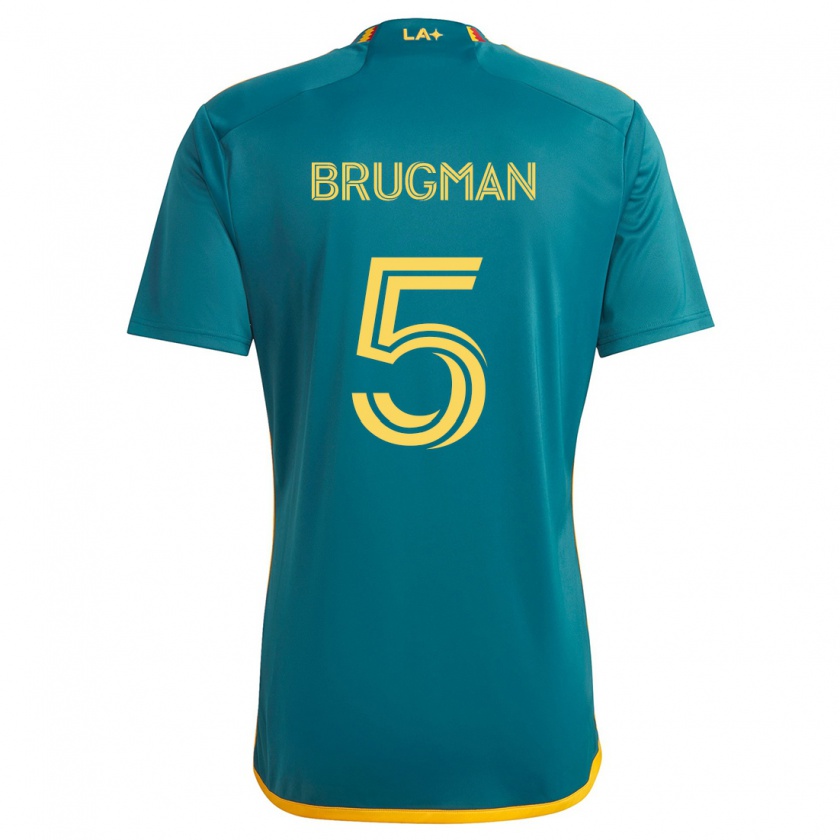 Kandiny Uomo Maglia Gastón Brugman #5 Verde Giallo Kit Gara Away 2024/25 Maglietta