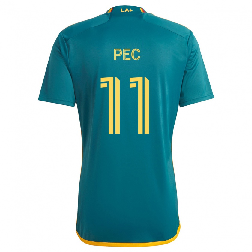 Kandiny Hombre Camiseta Gabriel Pec #11 Verde Amarillo 2ª Equipación 2024/25 La Camisa México