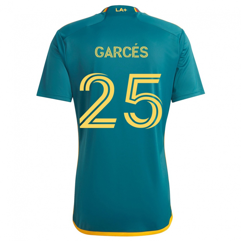 Kandiny Uomo Maglia Carlos Garcés #25 Verde Giallo Kit Gara Away 2024/25 Maglietta