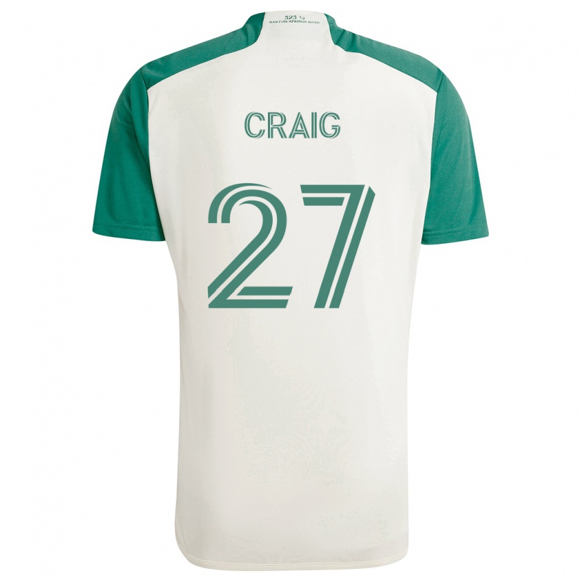 Kandiny Heren Brandan Craig #27 Bruine Kleuren Groen Uitshirt Uittenue 2024/25 T-Shirt België